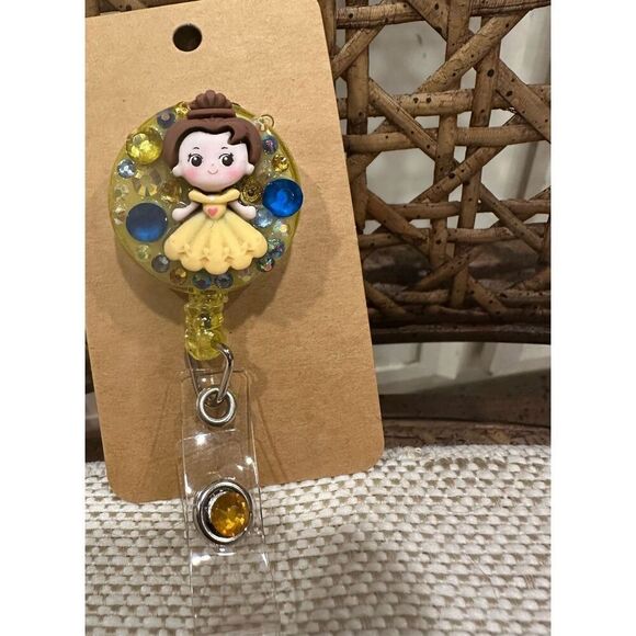 Cinderella Yellow and Blue Badge Reel Badge Holder New - Picture 1 of 2